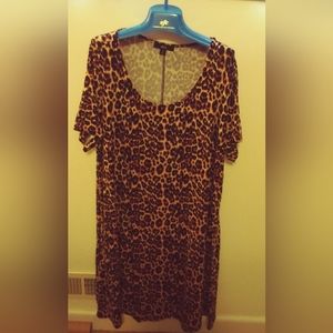 1X Ellos leopard print A line short sleeve knit dress